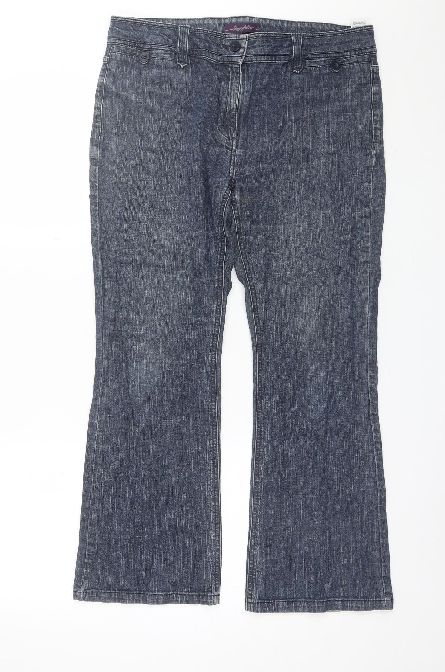 Marks and Spencer Womens Blue  Cotton Bootcut Jeans Size 14 L25 in Regular  - Short length