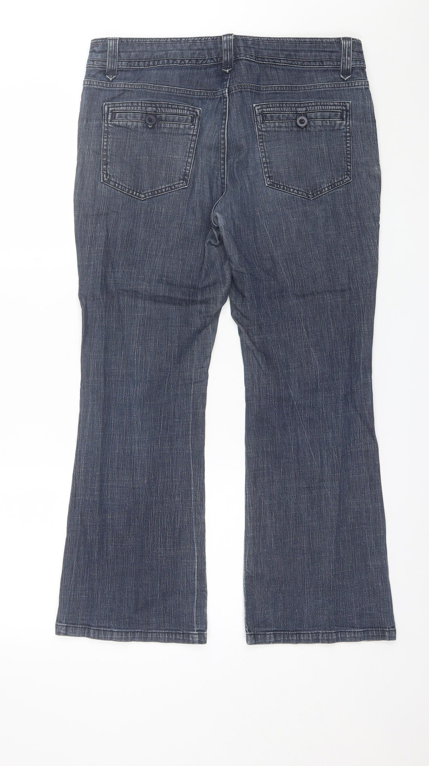 Marks and Spencer Womens Blue  Cotton Bootcut Jeans Size 14 L25 in Regular  - Short length