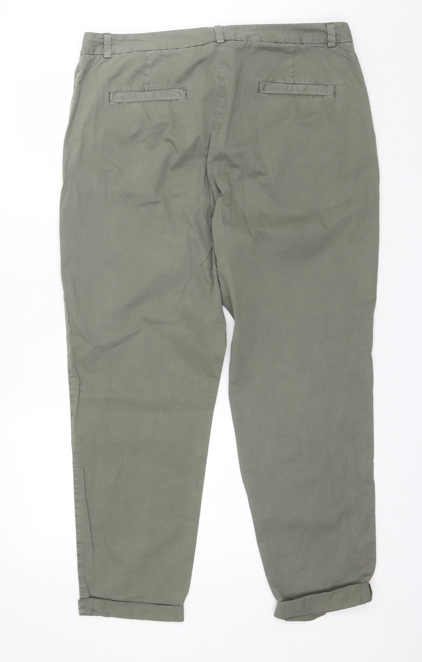 Marks and Spencer Womens Green  Cotton Trousers  Size 18 L29 in Regular