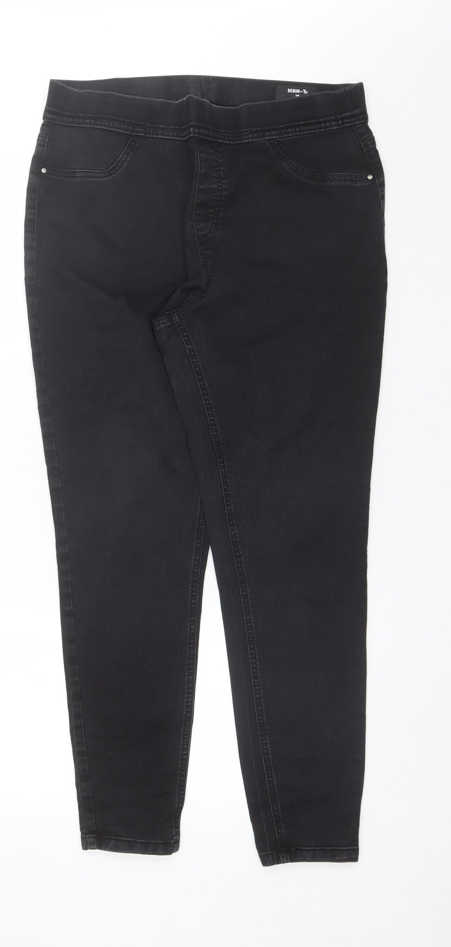 TU Womens Black  Cotton Jegging Jeans Size 18 L27 in Regular