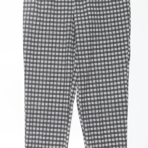 Primark Womens Black Plaid Polyester Trousers  Size 10 L27 in Regular
