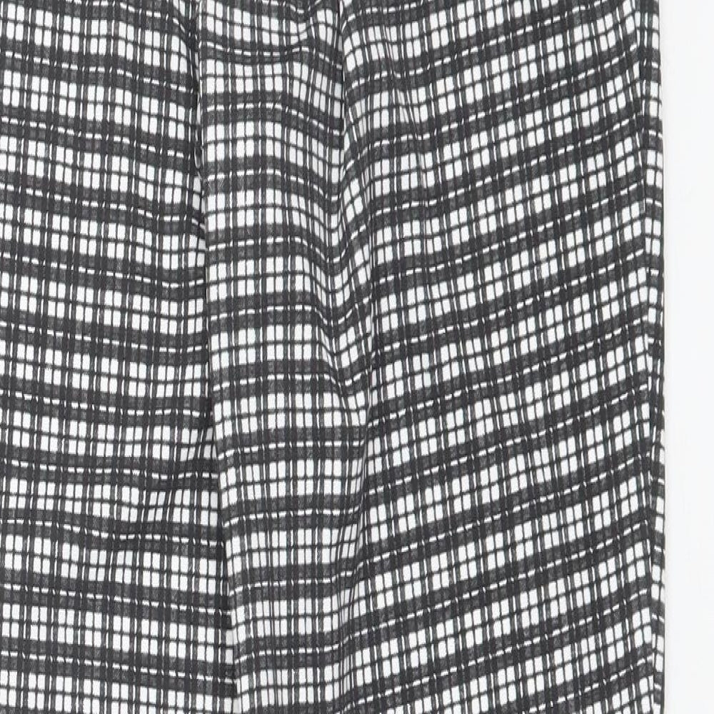 Primark Womens Black Plaid Polyester Trousers  Size 10 L27 in Regular