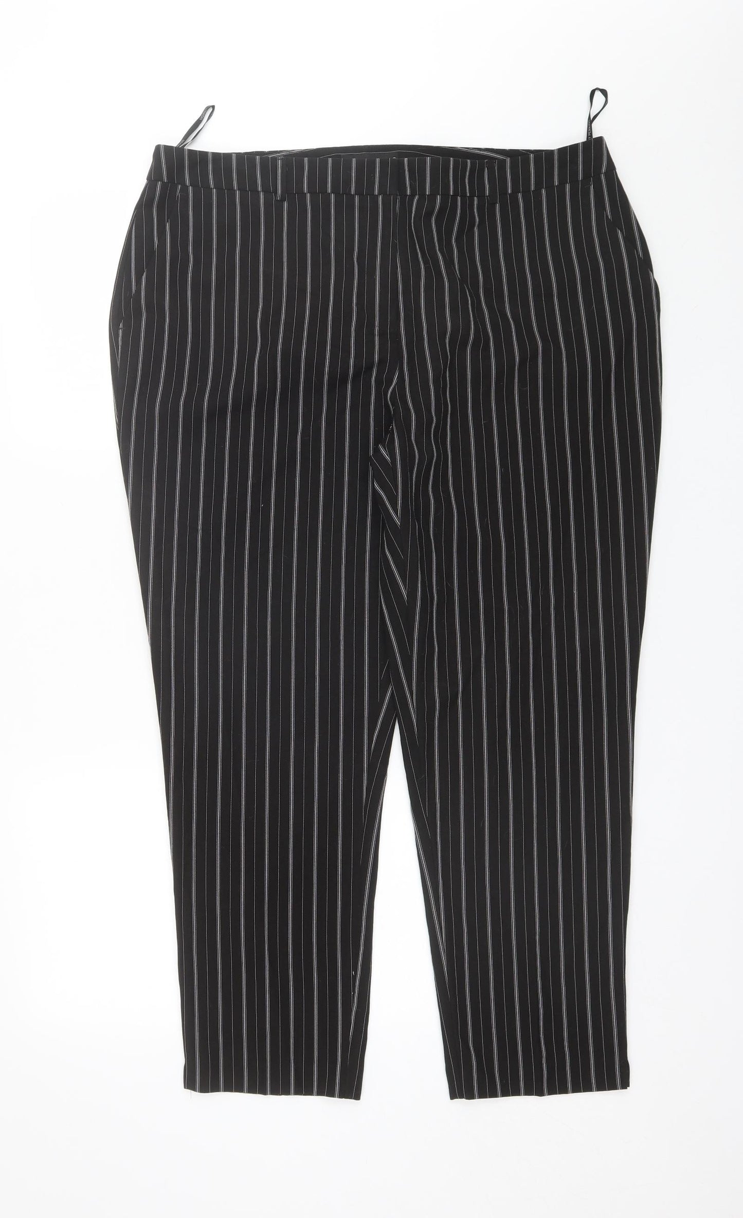 Dorothy Perkins Womens Black Striped Polyester Trousers  Size 16 L26 in Regular
