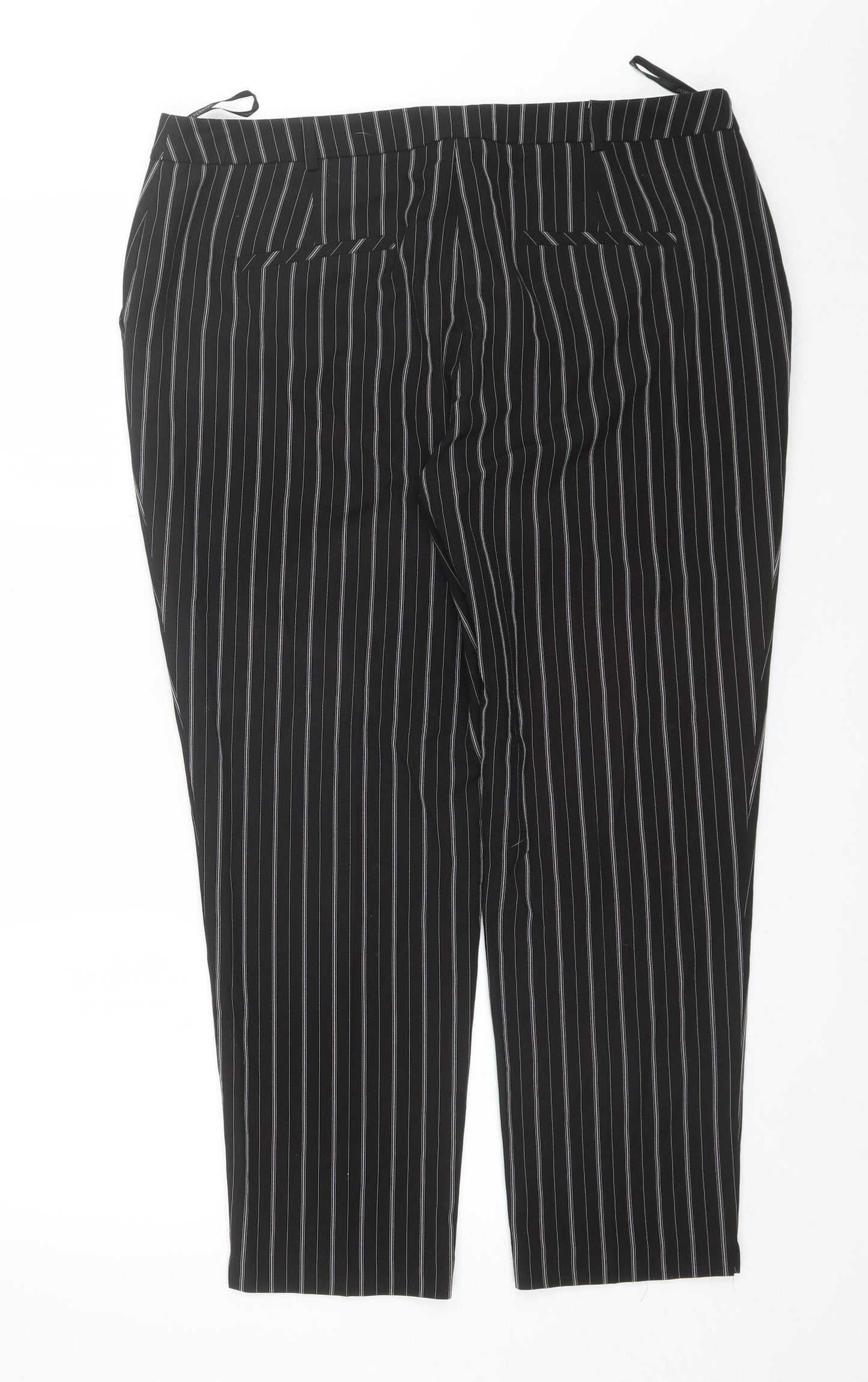 Dorothy Perkins Womens Black Striped Polyester Trousers  Size 16 L26 in Regular