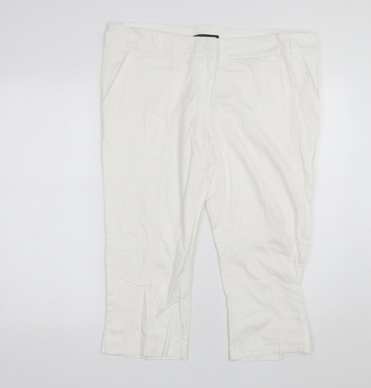 Just Elegance Womens White  Cotton Cut-Off Shorts Size 18 L19 in Regular