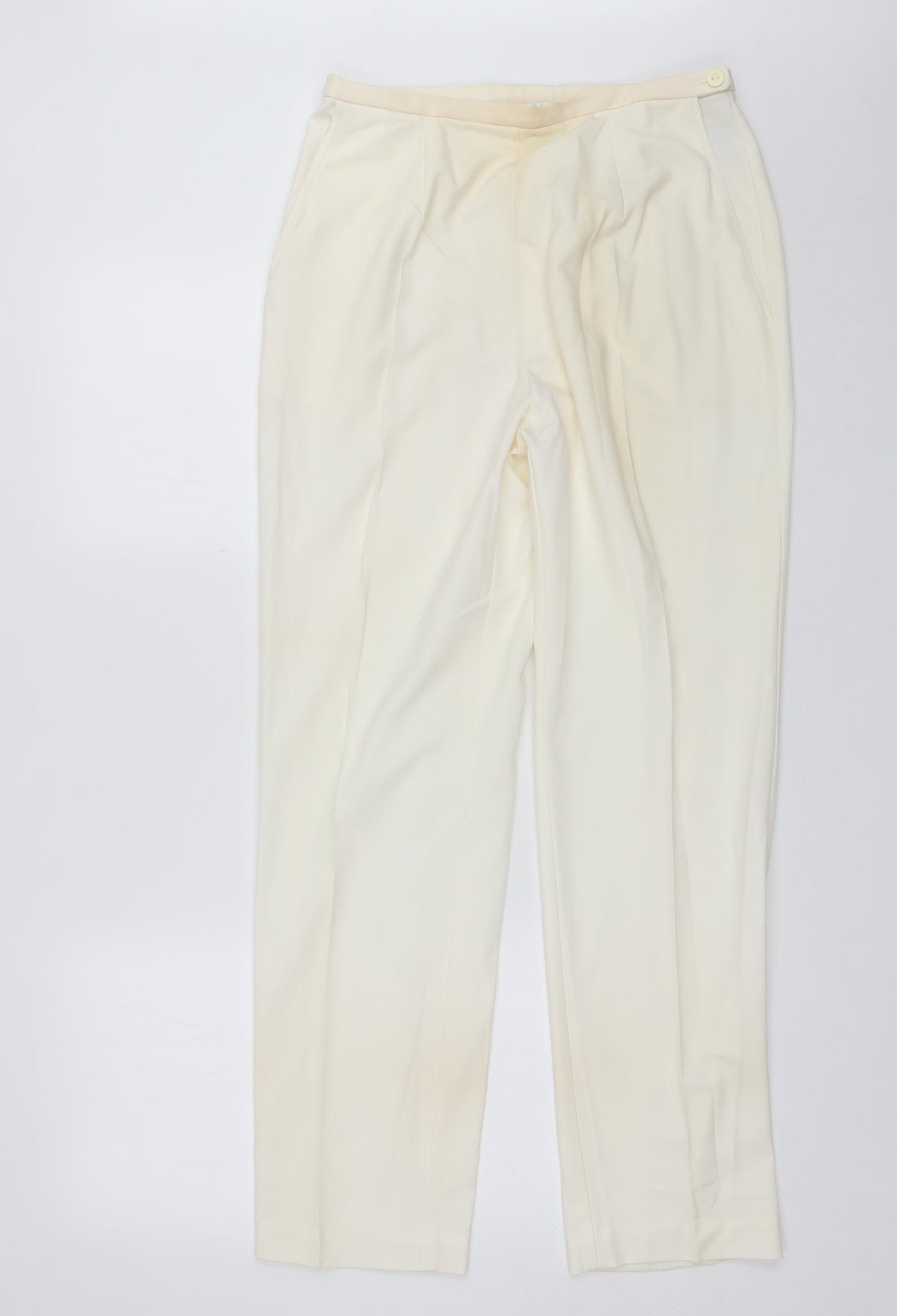 Marks and Spencer Womens Ivory  Polyester Dress Pants Trousers Size 14 L29 in Regular