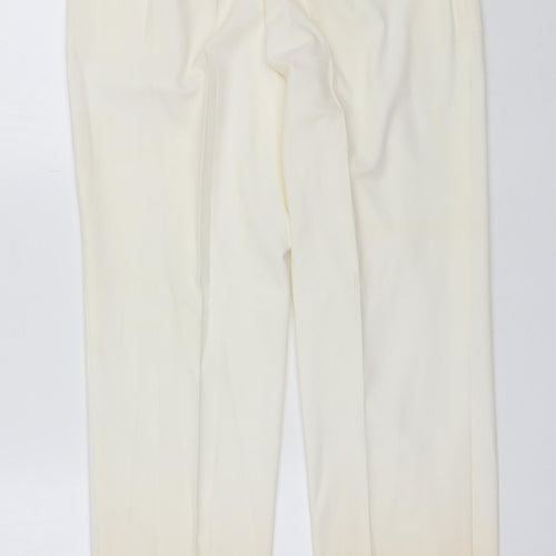 Marks and Spencer Womens Ivory  Polyester Dress Pants Trousers Size 14 L29 in Regular