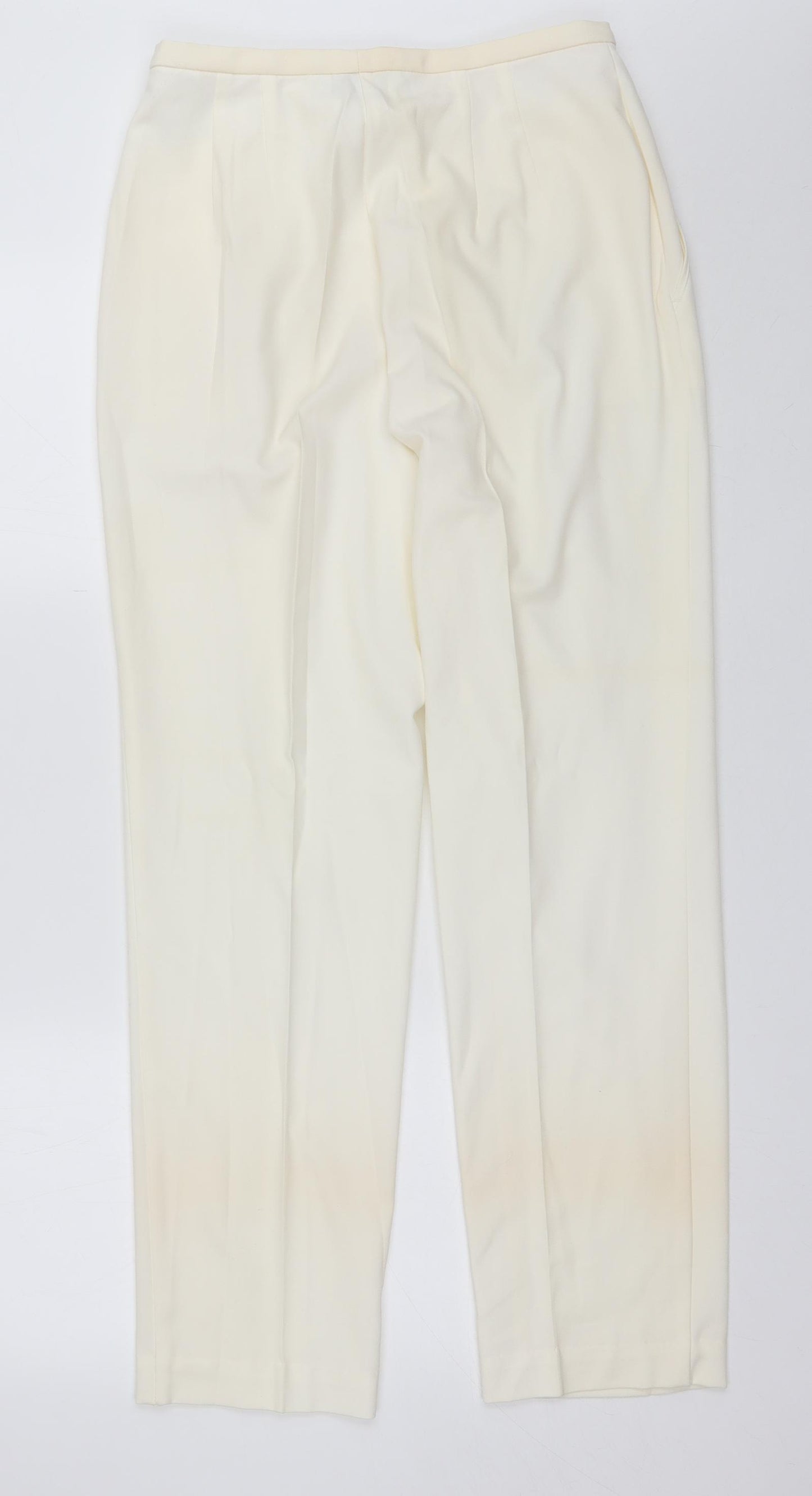 Marks and Spencer Womens Ivory  Polyester Dress Pants Trousers Size 14 L29 in Regular