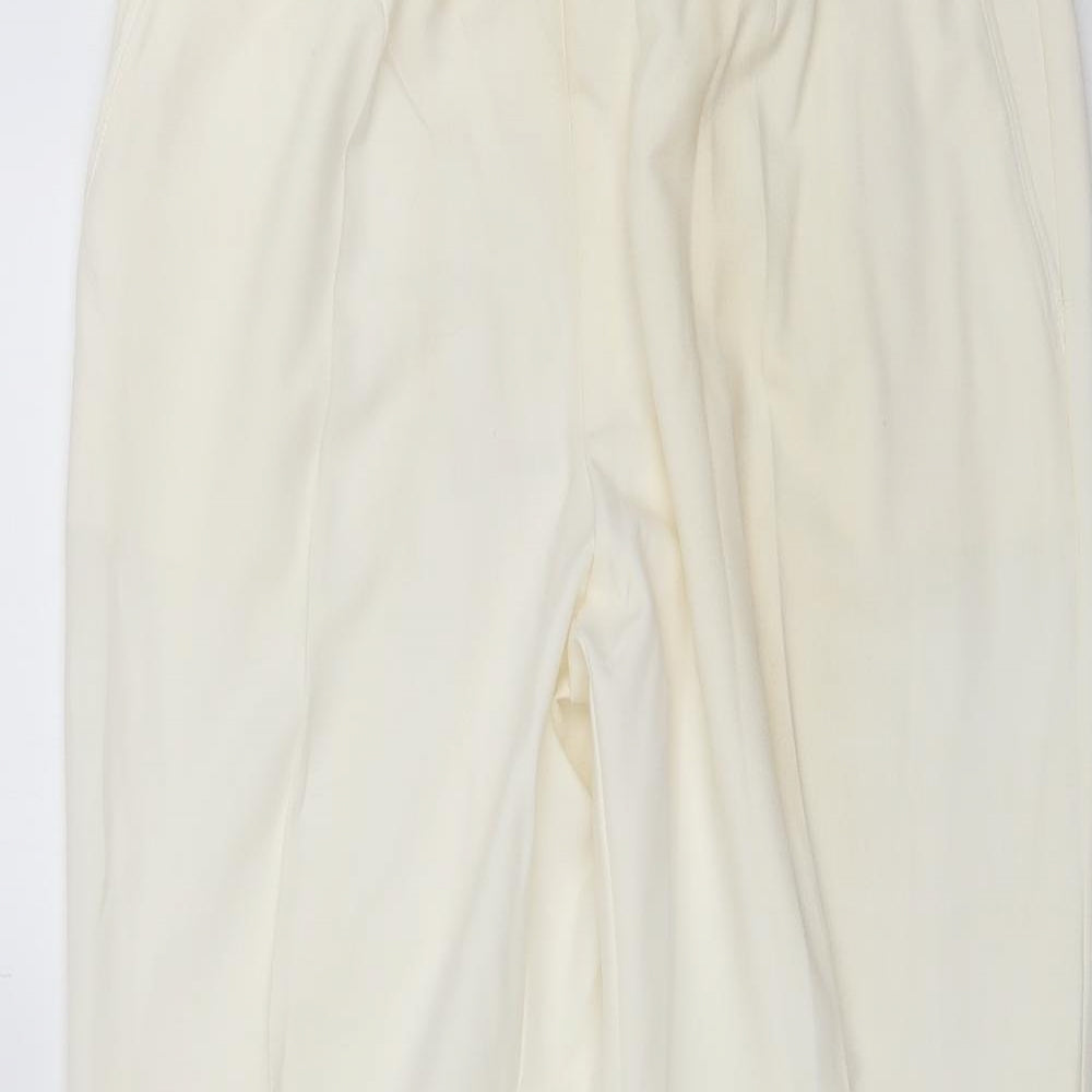 Marks and Spencer Womens Ivory  Polyester Dress Pants Trousers Size 14 L29 in Regular