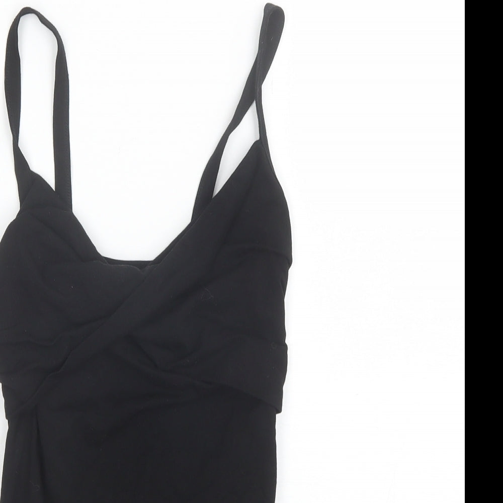 Miss Selfridge Womens Black  Cotton Bodysuit One-Piece Size 10