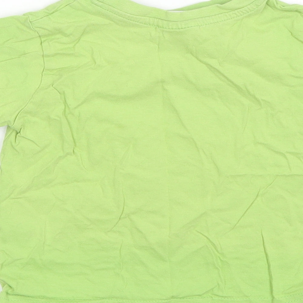 Preworn Boys Green  Cotton Basic T-Shirt Size 2-3 Years Round Neck  - Monsters