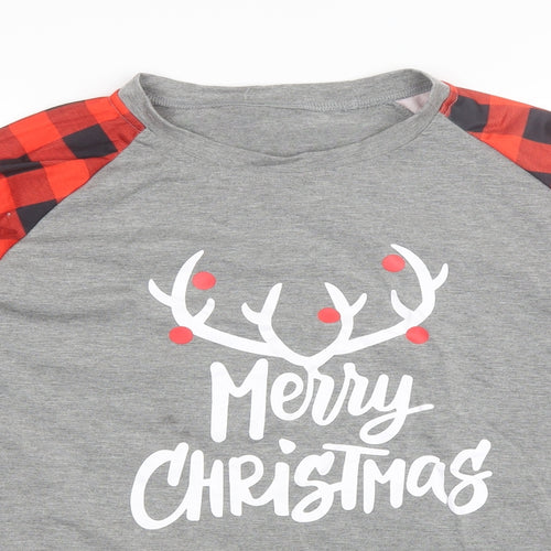 Preworn Mens Grey  Polyester  Pyjama Top Size L   - Merry Christmas