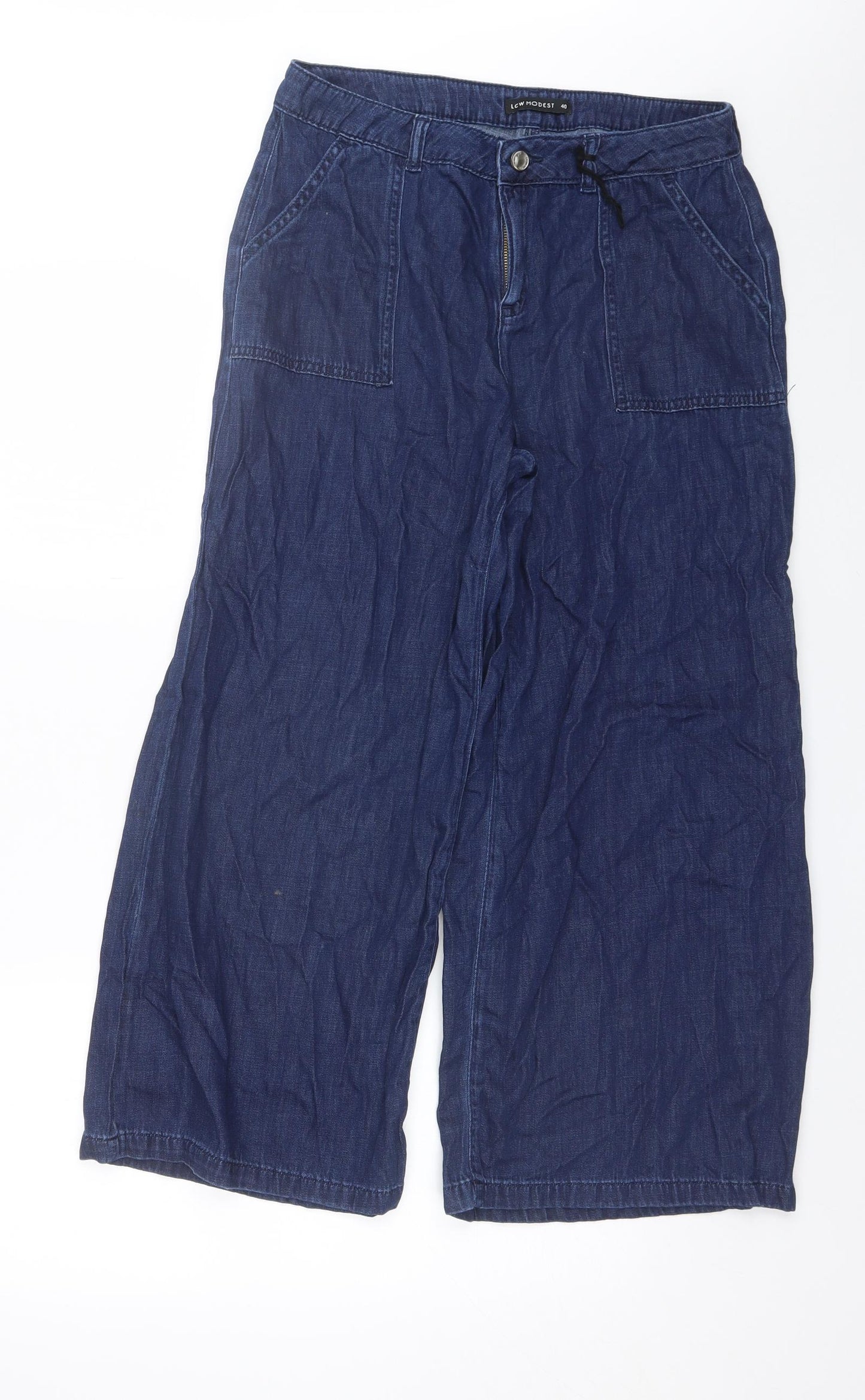 Low Modest Womens Blue  Cotton Blend Trousers  Size 12 L25 in Regular