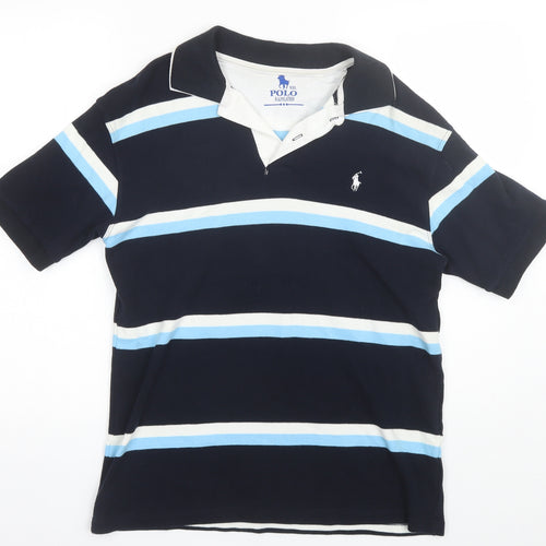 Ralph Lauren Mens Blue Striped Cotton  Polo Size 2XL Collared