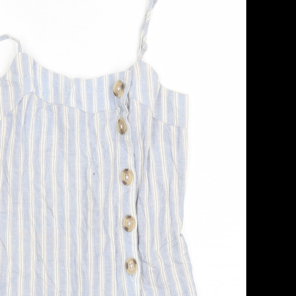 Primark Womens Blue Striped Viscose Playsuit One-Piece Size 8