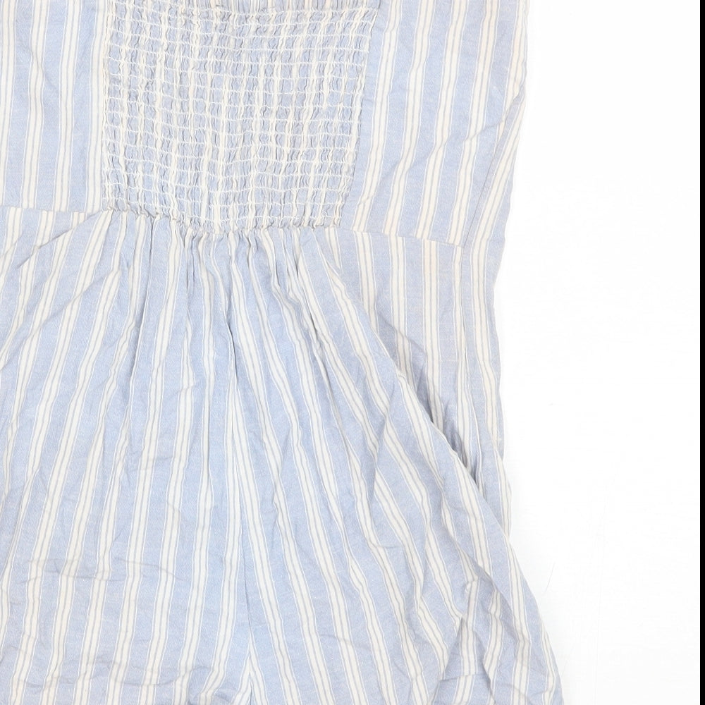 Primark Womens Blue Striped Viscose Playsuit One-Piece Size 8