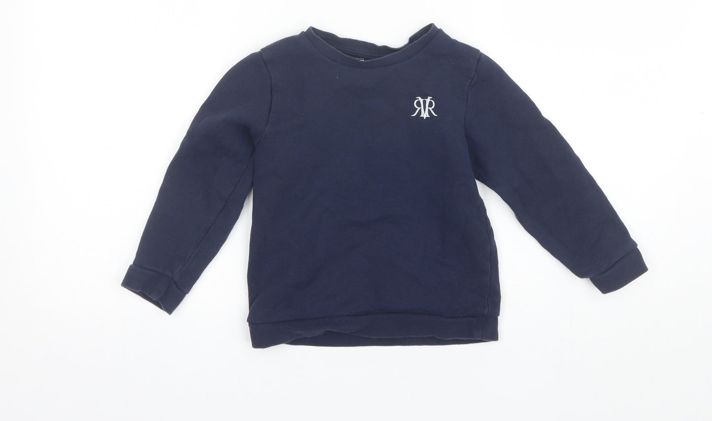 River Island Boys Blue Round Neck  Cotton Pullover Jumper Size 4-5 Years