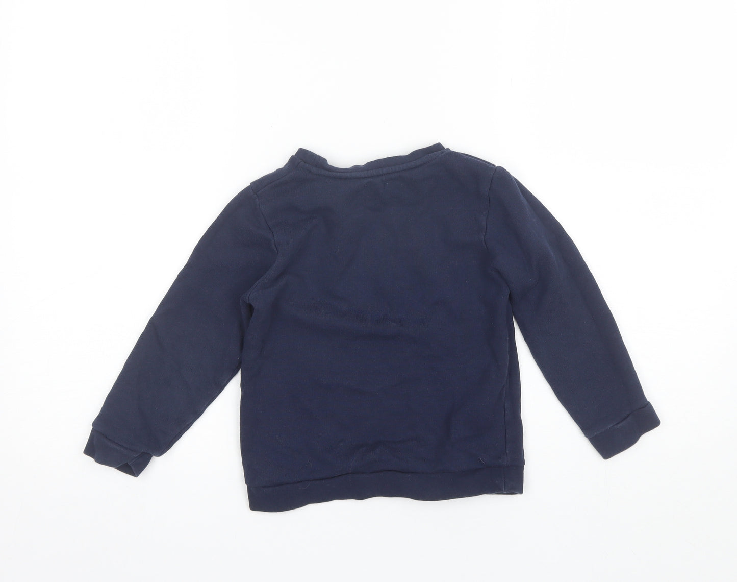 River Island Boys Blue Round Neck  Cotton Pullover Jumper Size 4-5 Years