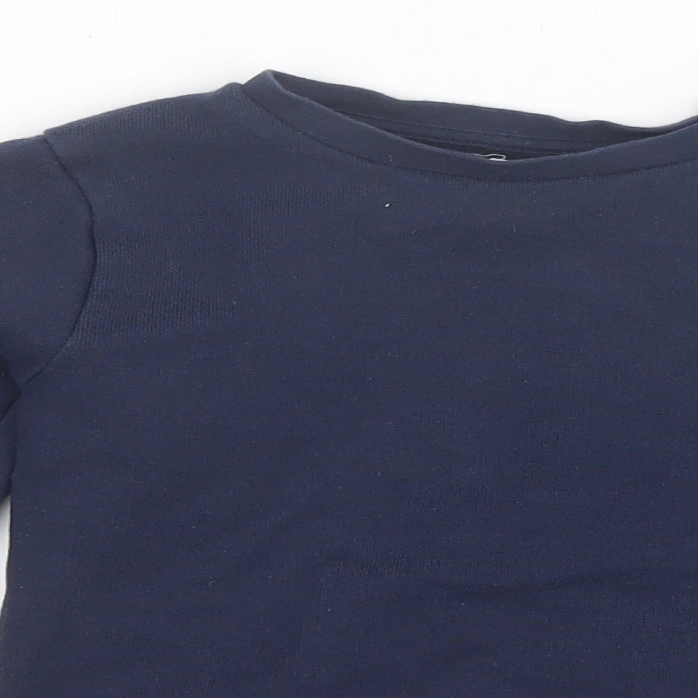 River Island Boys Blue Round Neck  Cotton Pullover Jumper Size 4-5 Years