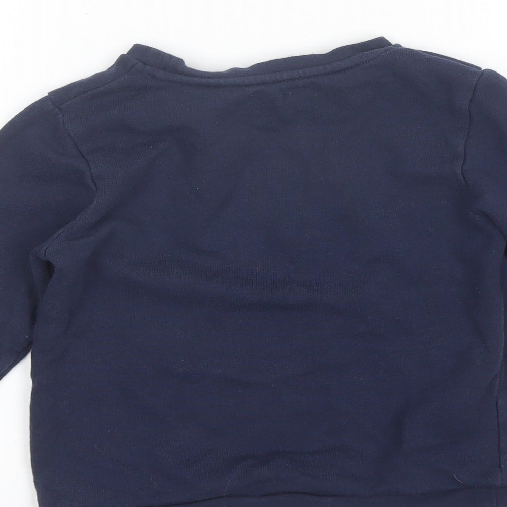 River Island Boys Blue Round Neck  Cotton Pullover Jumper Size 4-5 Years