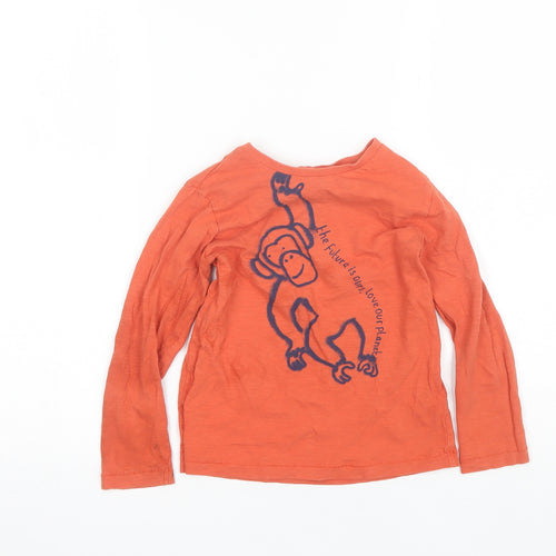 Marks and Spencer Boys Orange  Cotton Basic T-Shirt Size 4-5 Years Round Neck