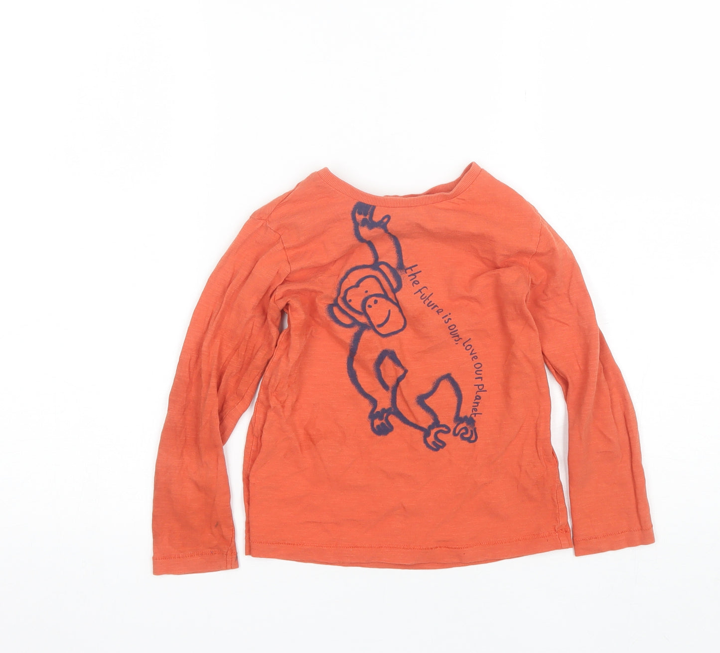 Marks and Spencer Boys Orange  Cotton Basic T-Shirt Size 4-5 Years Round Neck