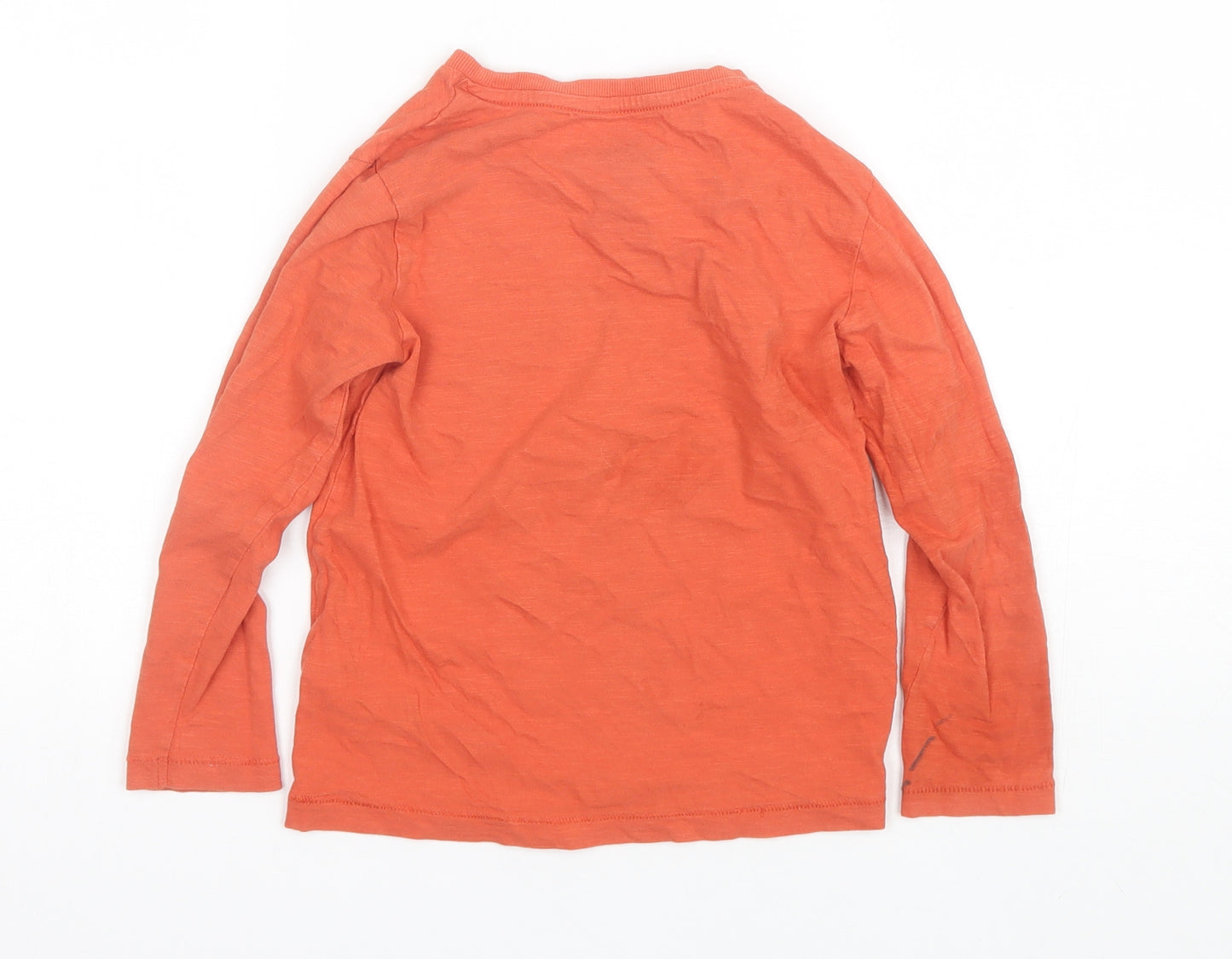 Marks and Spencer Boys Orange  Cotton Basic T-Shirt Size 4-5 Years Round Neck