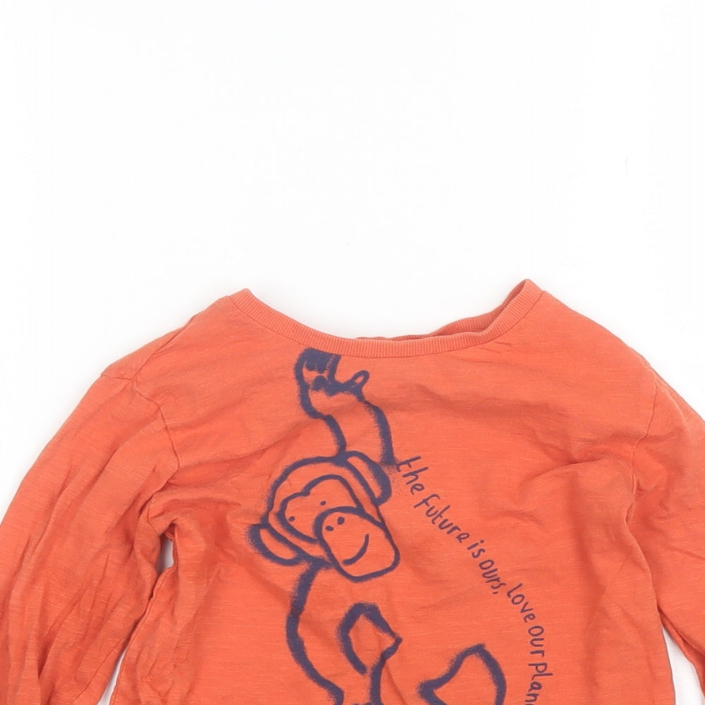 Marks and Spencer Boys Orange  Cotton Basic T-Shirt Size 4-5 Years Round Neck