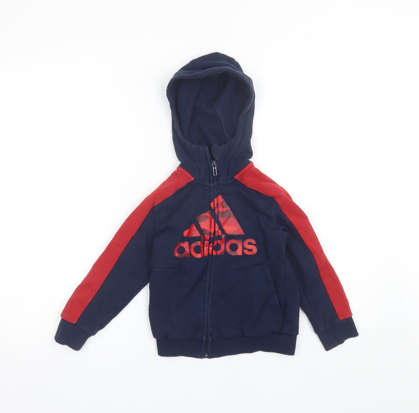 adidas Boys Blue  Cotton Full Zip Hoodie Size 4-5 Years