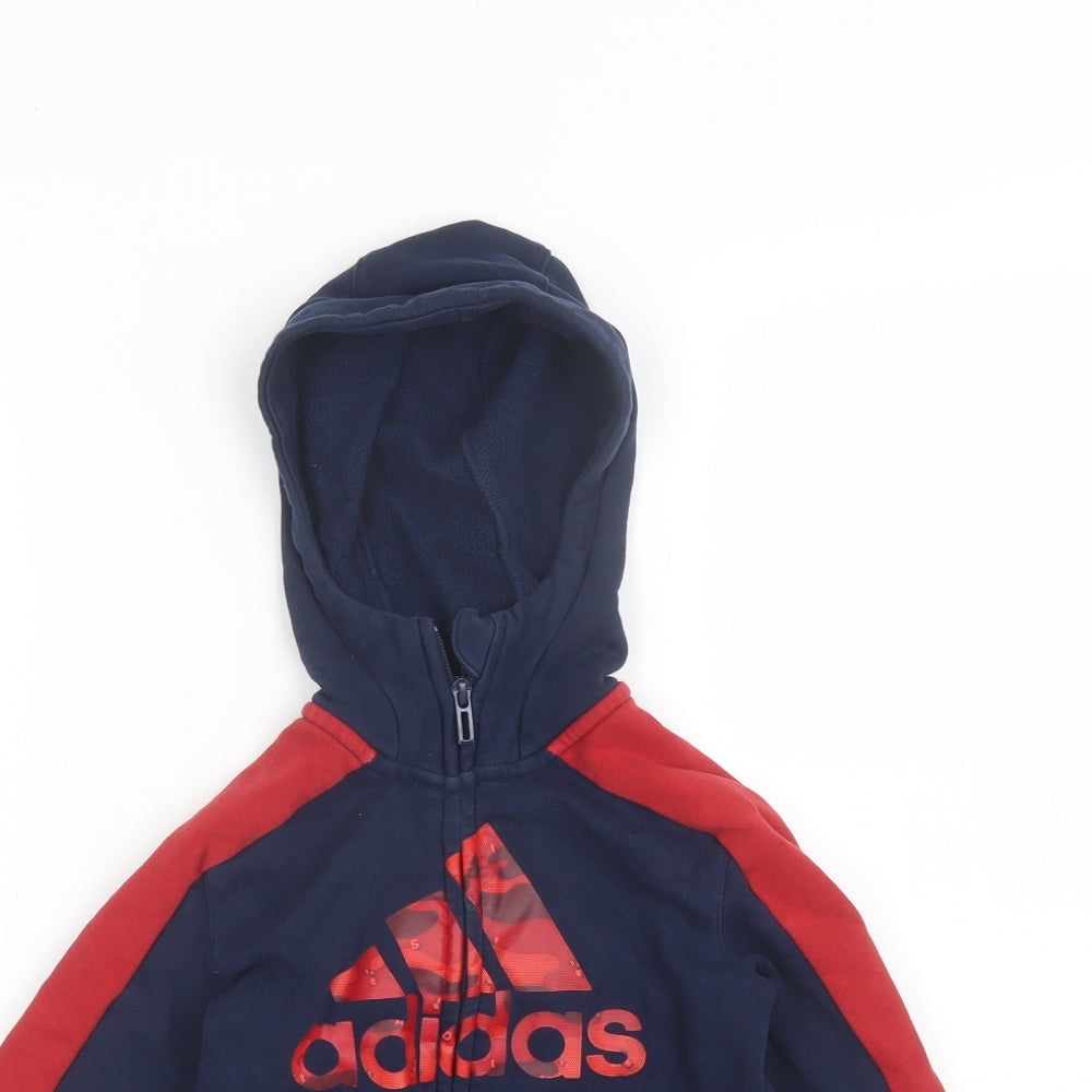 adidas Boys Blue  Cotton Full Zip Hoodie Size 4-5 Years