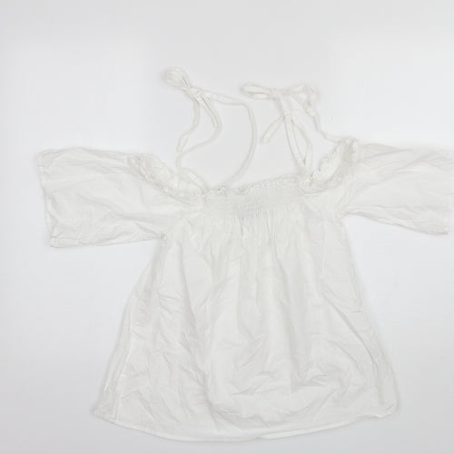 ASOS Womens White  Cotton Basic Blouse Size 8 Square Neck