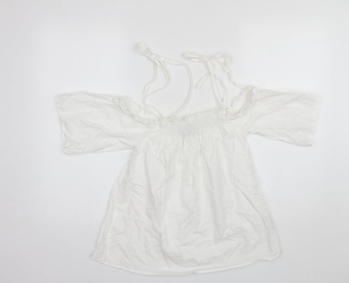 ASOS Womens White  Cotton Basic Blouse Size 8 Square Neck