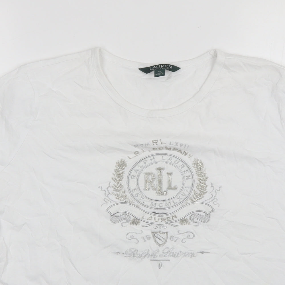 Ralph Lauren Womens White  Cotton Basic T-Shirt Size XL Round Neck