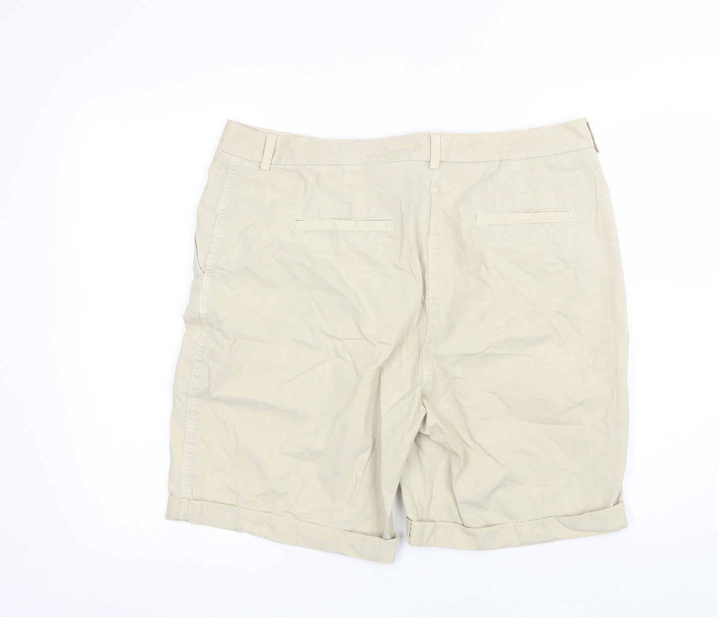 Marks and Spencer Womens Beige  Cotton Chino Shorts Size 16 L8 in Regular
