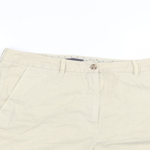 Marks and Spencer Womens Beige  Cotton Chino Shorts Size 16 L8 in Regular