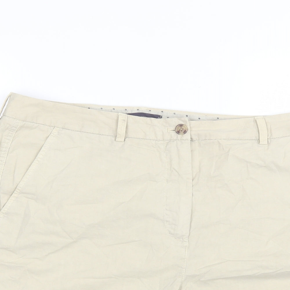 Marks and Spencer Womens Beige  Cotton Chino Shorts Size 16 L8 in Regular