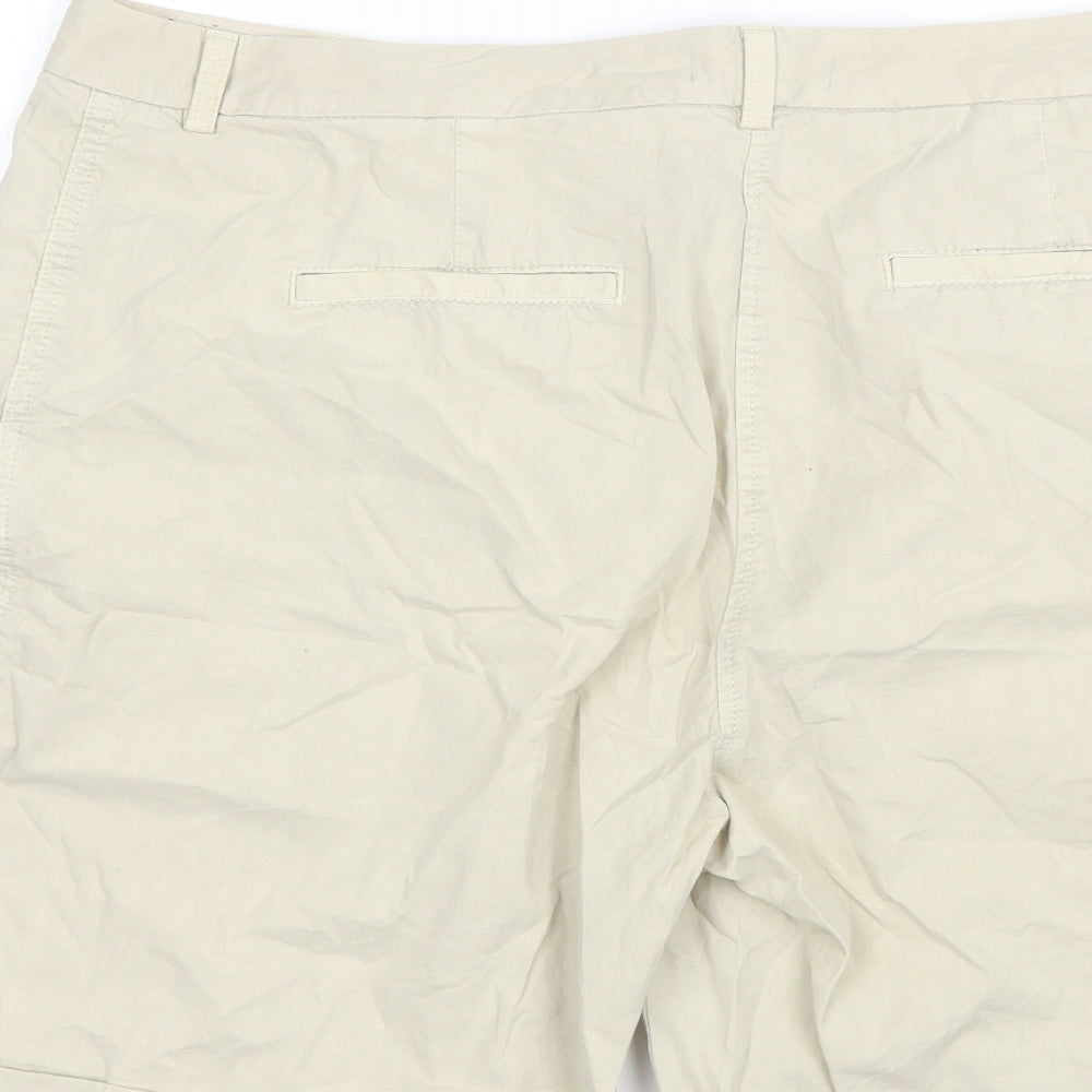 Marks and Spencer Womens Beige  Cotton Chino Shorts Size 16 L8 in Regular
