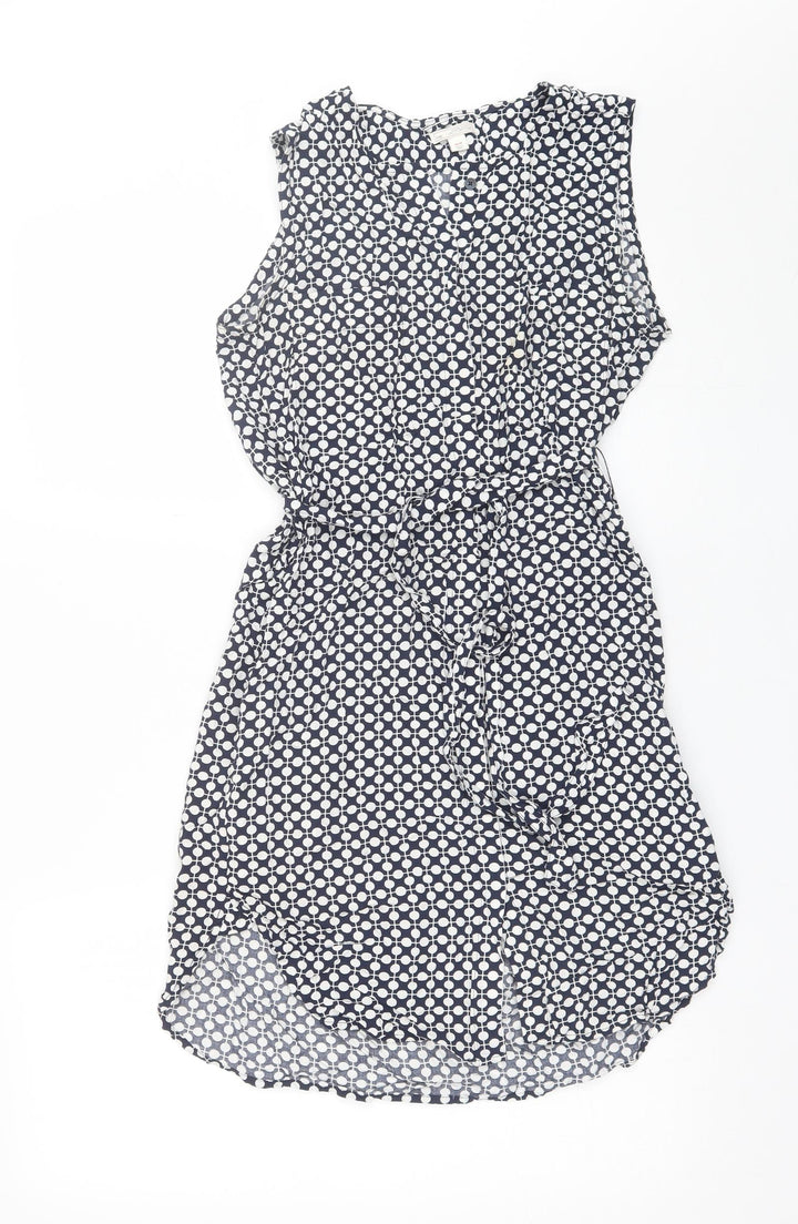 Gap Womens Blue Polka Dot Viscose Shift Size XS Round Neck