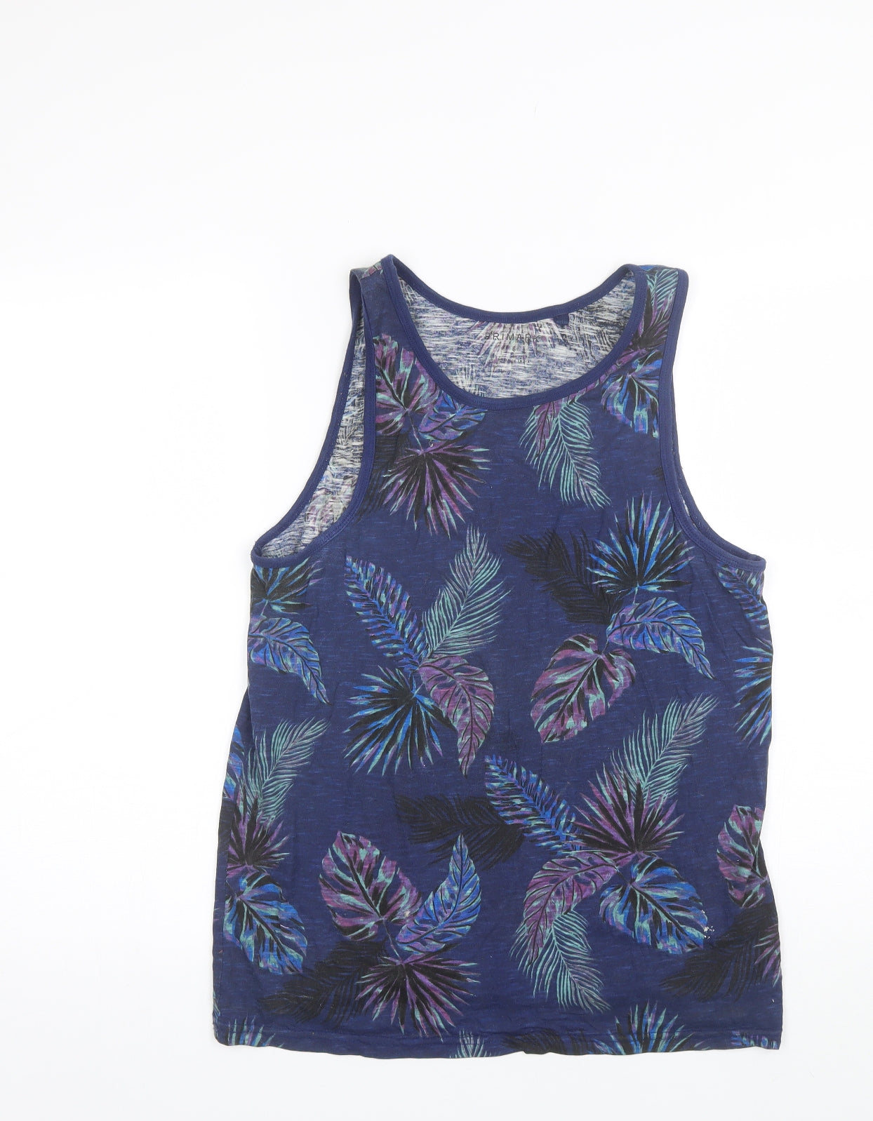 Primark Mens Blue Floral Cotton  T-Shirt Size S Round Neck