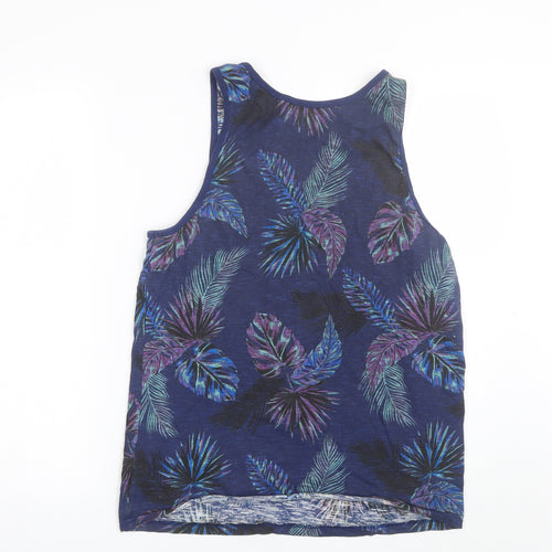 Primark Mens Blue Floral Cotton  T-Shirt Size S Round Neck