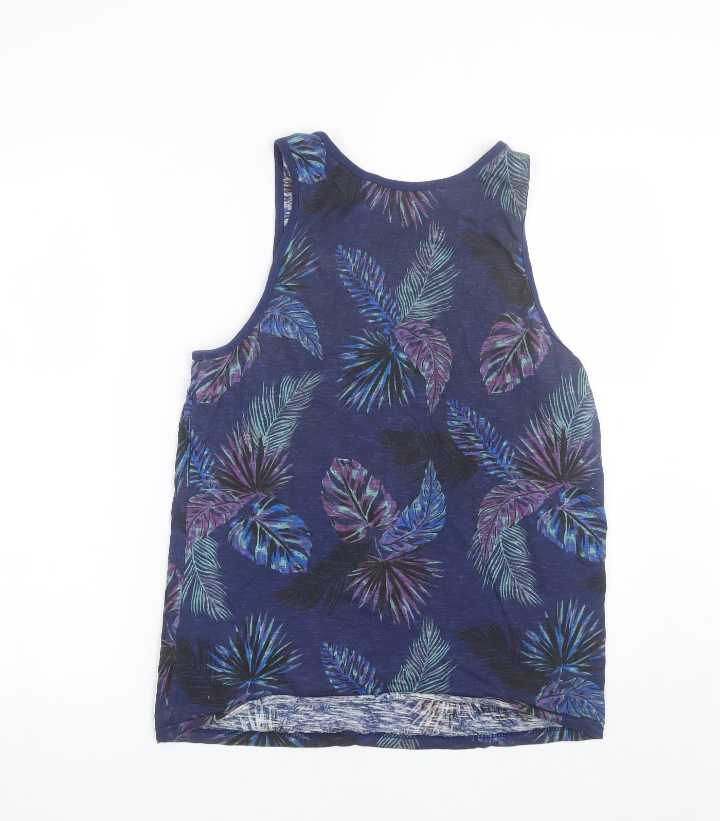 Primark Mens Blue Floral Cotton  T-Shirt Size S Round Neck