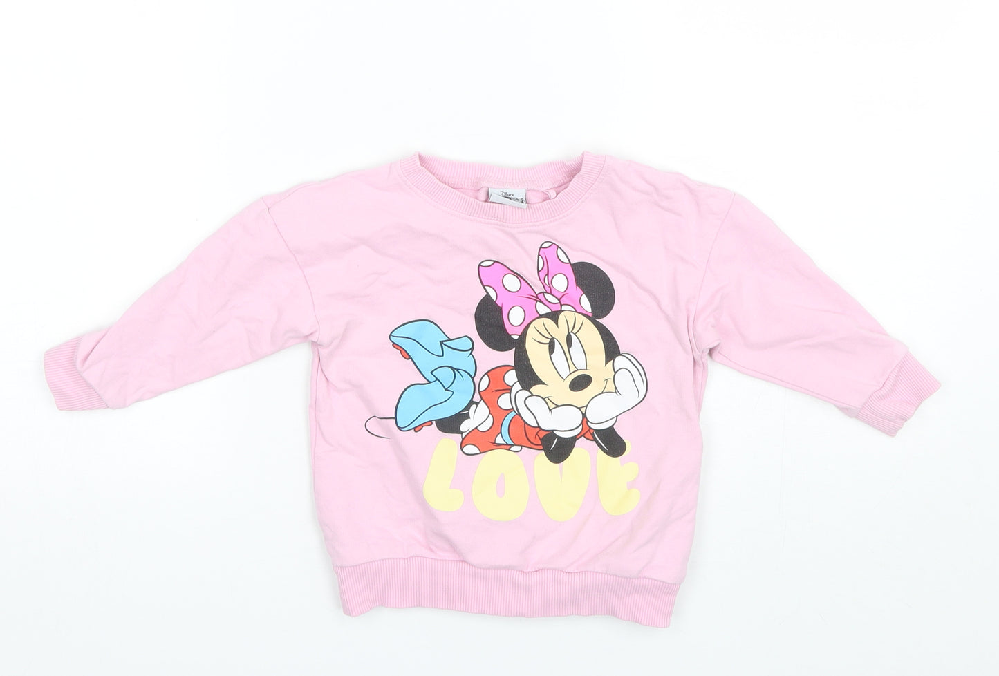 NEXT Baby Pink  Cotton Pullover Jumper Size 18-24 Months   - Minnie Mouse