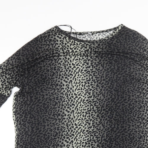 Pep&Co Womens Black Animal Print Viscose Shift  Size 14  Round Neck