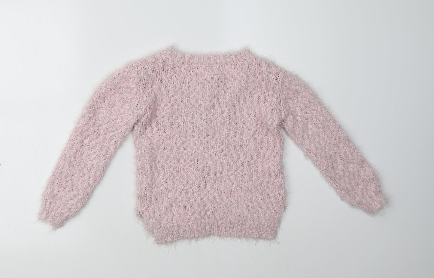 F&F Girls Pink Crew Neck  Polyester Pullover Jumper Size 5-6 Years
