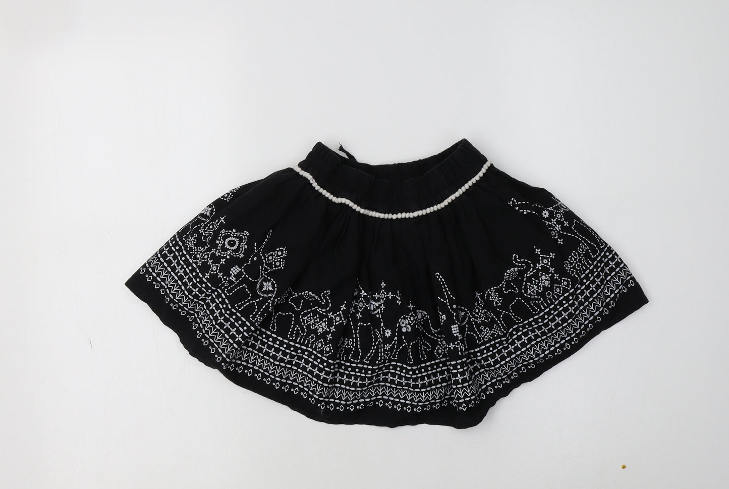 TU Girls Black Geometric Cotton Flare Skirt Size 5 Years  Regular