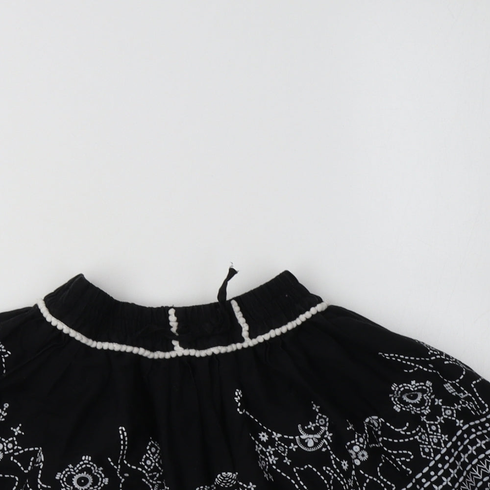 TU Girls Black Geometric Cotton Flare Skirt Size 5 Years  Regular