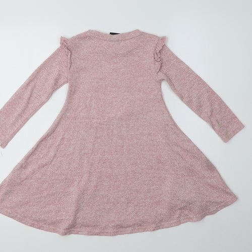 Primark Girls Pink  Viscose Fit & Flare  Size 4-5 Years  Collared  - Unicorn