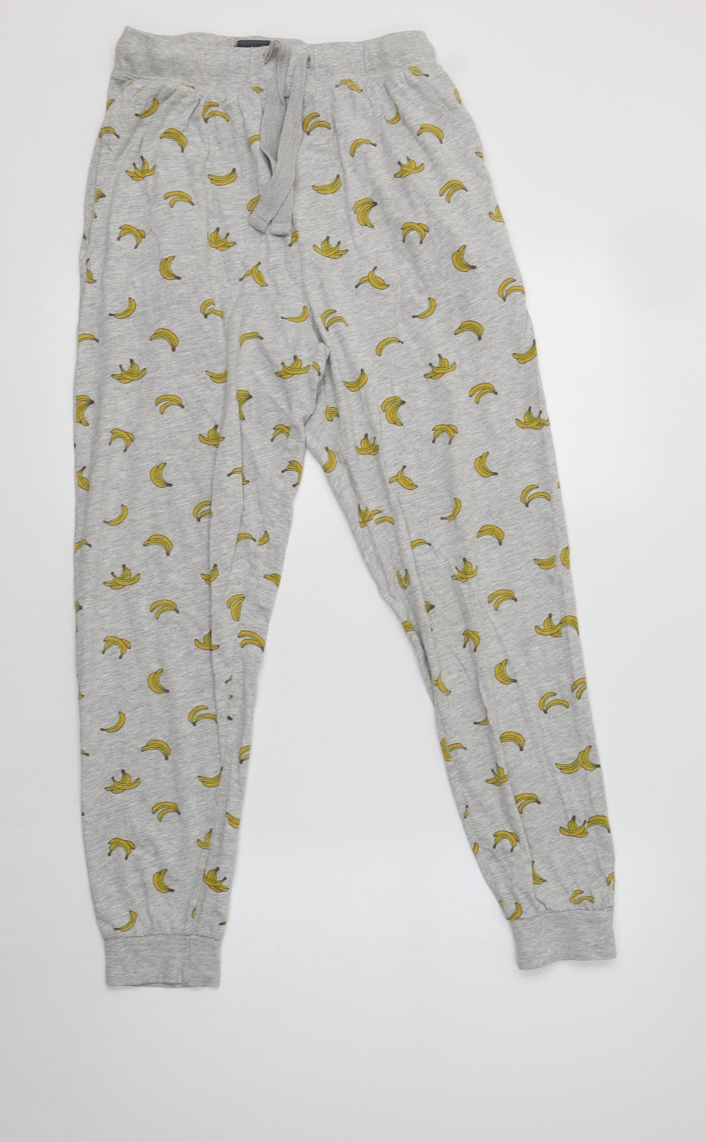 Primark Womens Grey Geometric Cotton  Pyjama Pants Size S   - Banana Print