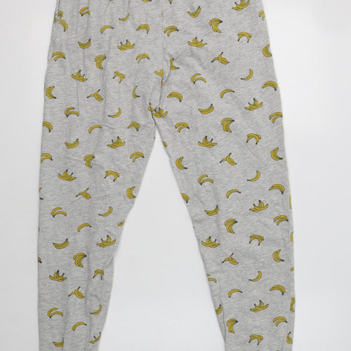 Primark Womens Grey Geometric Cotton  Pyjama Pants Size S   - Banana Print