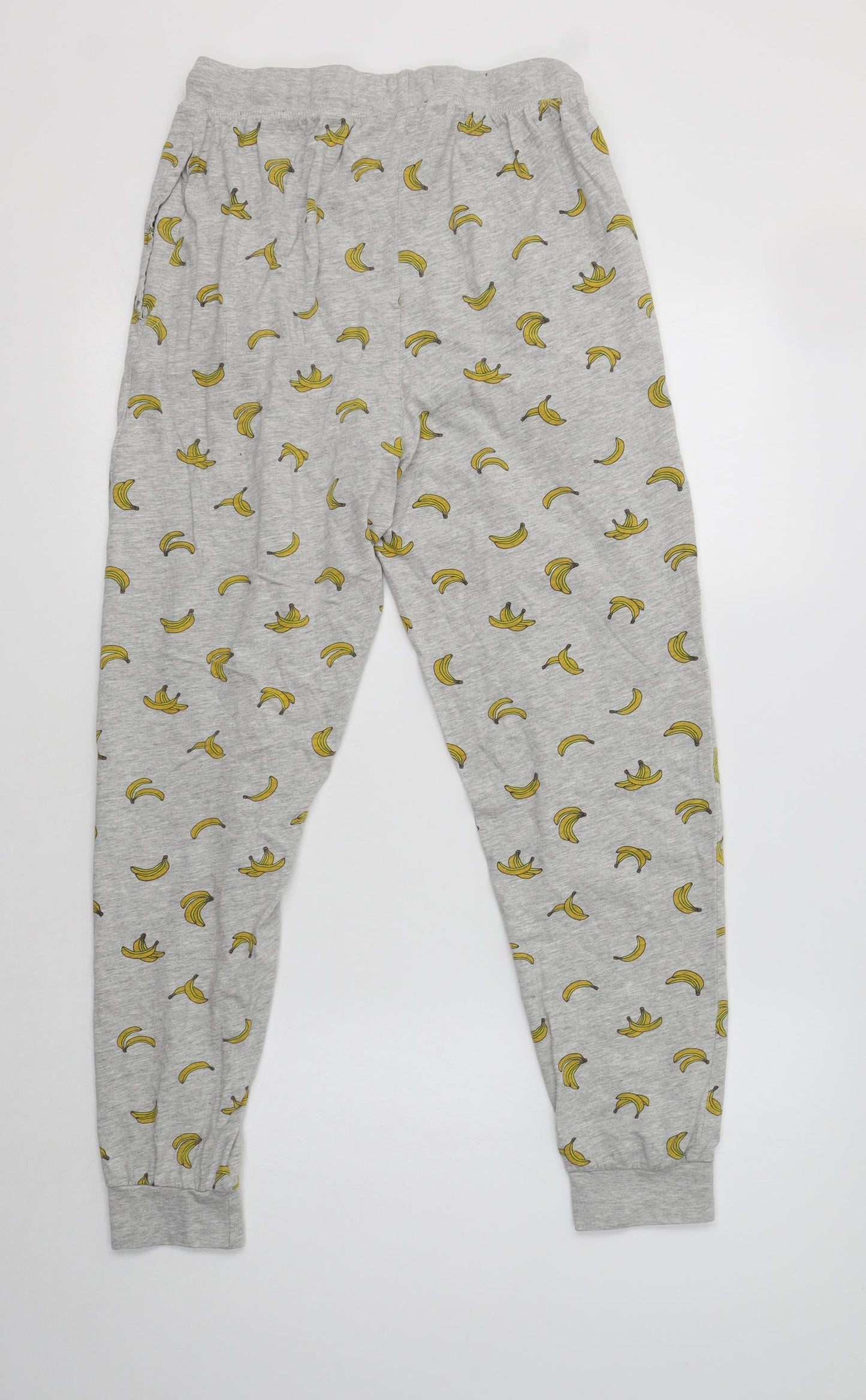 Primark Womens Grey Geometric Cotton  Pyjama Pants Size S   - Banana Print